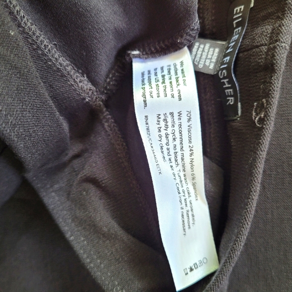 Eileen Fisher | Slim Ankle Black Stretchy Slacks - Picture 4 of 9